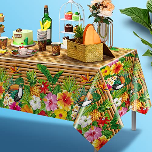 Frienda 3 Pcs Tiki Tablecloth Luau Table Cover Hawaiian Decor, Modern Style - style: Modern