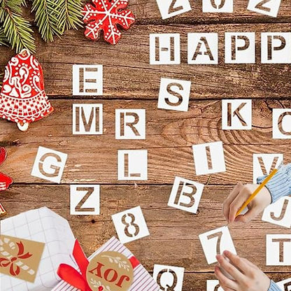 6 Inch Letter and Number Stencils, 40Pcs Plastic Templates for Painting - size: 6 Inch Letter and Number Stencils