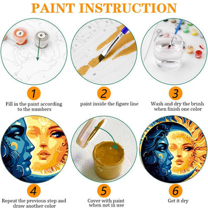 Axquilon 3 Packs Framed Paint by Numbers Kit for Adults 8x8in - color: 3 Pack Sun and Moon with Easel
