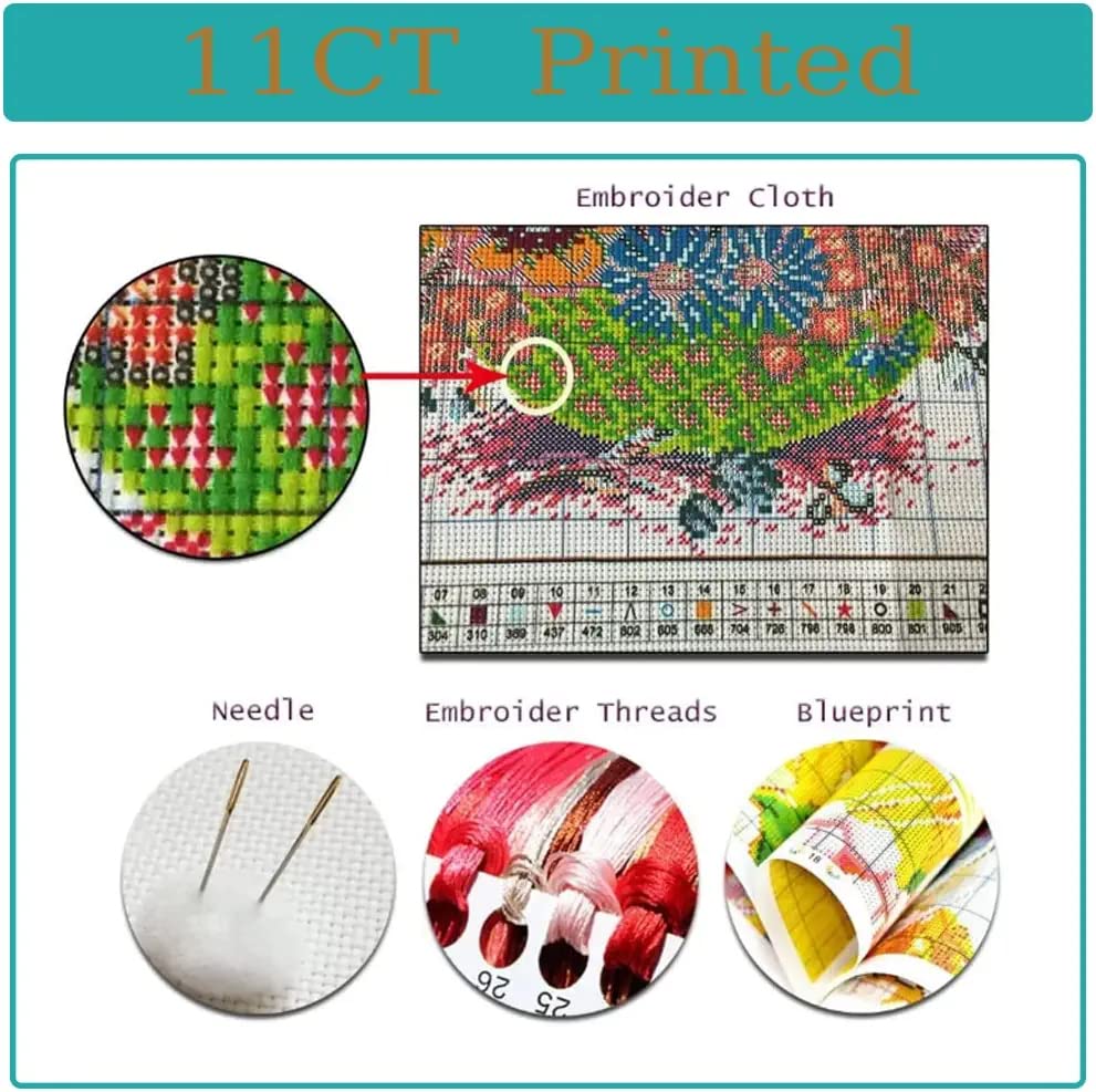 Tiwabb 4 Pack Book Flower Stamped Cross Stitch Kits for Adults Beginners - color: 4 Pack Book Cross Stitch 12x16in