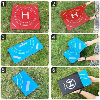FPVtosky Drone Landing Pad Weighted, Nighttime Reflective & Foldable Launch Pad, Waterproof Helipad for DJI Mini 5/4/3 Pro/Mini 4k/Air 3S/Neo/Flip Drone Accessories (25 in) - size: 25 in