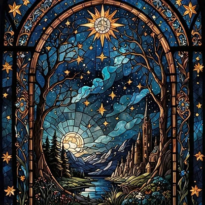 XIYOUVIGOR Magical Night Sky Stained Glass Window Diamond Art Kits - color: Magical Night Sky