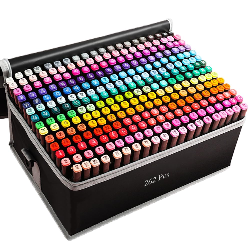 Alcohol Markers, 262 Colors Art Drawing Markers Set for Kids Adults