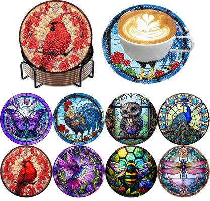 ijbnhd 8 Pack Diamond Art Coasters Kits Animals Diamond Painting Coasters - color: Animals-2