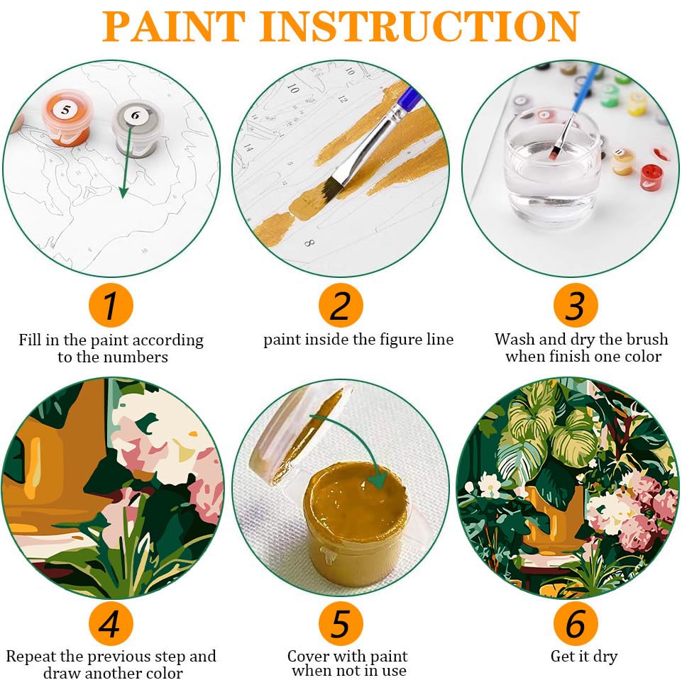 Axquilon 3 Packs Plants Framed Paint by Numbers Kit for Adults 8x10 in - color: 3 Pack Plants with Easel
