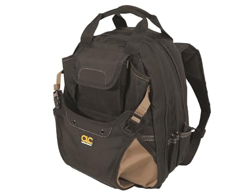 CLC Work Gear 1134 Carpenter's Tool Backpack, 44 Pockets, Padded Back Support, Black - style: 44 Pocket Tool Backpack